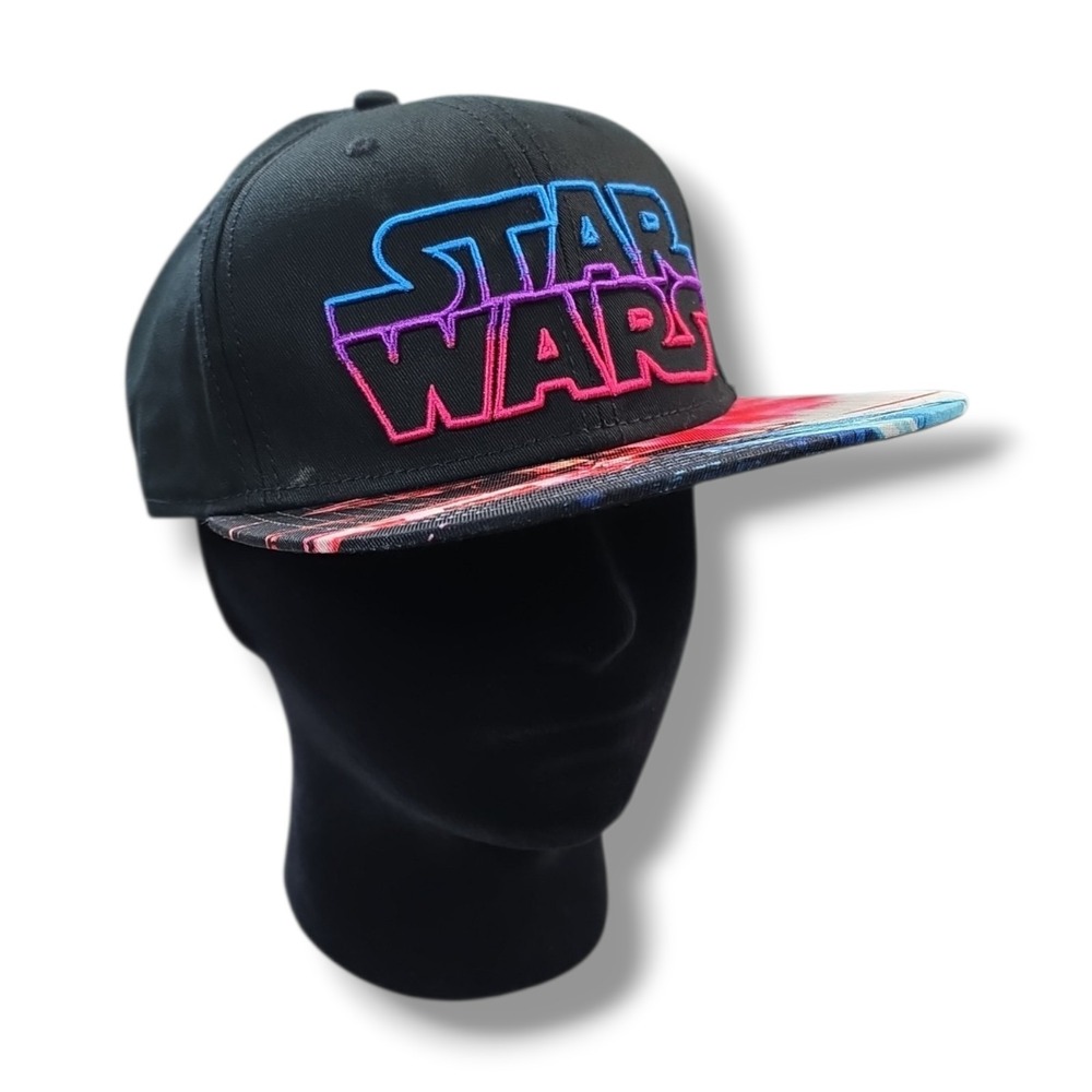 Star Wars Snapback Hat Cap Black Multicolored Embroidered Logo X-Wing